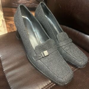 Ann Taylor Charcoal 2.5” Heeled Fabric Loafers